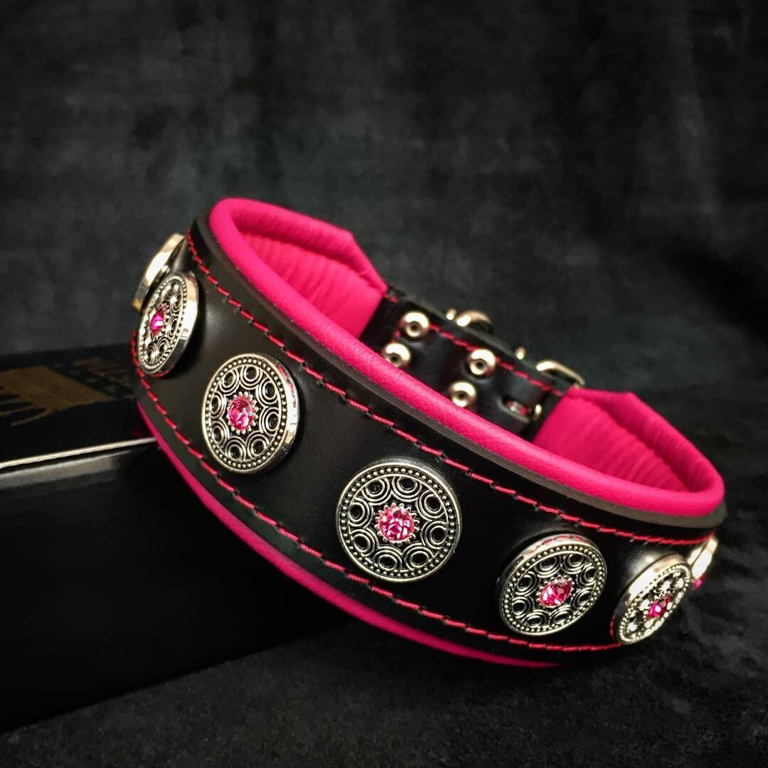 Halsband "Bijou" schwarz & pink