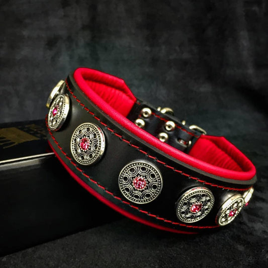 Halsband "Bijou" schwarz & rot